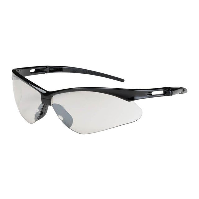 The PIP Bouton Anser Indoor/Outdoor Safety Glasses, offered by Protective Industrial Products (PIP), feature a sleek semi-rimless design with a black frame and clear wraparound lens protection. Engineered for comfort, they include adjustable rubber nose pads and slightly curved temples to provide a secure fit. Available in boxes of 12.