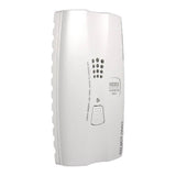 Introducing the Macurco CO Residential Gas Detector Security Series CM-E1, a sleek and vertical carbon monoxide detector. Featuring a test button, air vents, and an indicator light, this UL Listed device by Macurco ensures safety by prominently displaying "DO NOT PAINT" at the bottom.