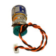A compact cylindrical motor with orange and black twisted wires and a white connector, designed for the RKI Instruments Eagle Replacement H2S Sensor, Part Number 65-2035RK. Alphanumeric labels are printed on the motor.