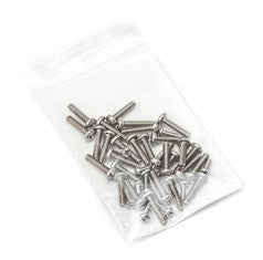 A small transparent plastic bag contains several silver metal screws from the BW Replacement GasAlert Max XT Screw Kit XT-SCREW-K1 by Honeywell, visible against a white background.