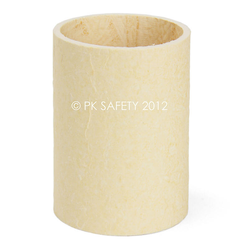A plain, cylindrical beige tube stands upright, resembling a wide cardboard roll. Its surface is slightly textured, similar to the Allegro Replacement Exhaust Filter 0.30 Micron 9700-02 by PK Safety Supply, designed for precision filtering.