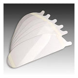 A pack of 25 Allegro Full-Face SAR Mask Lens Protectors (9901-25) features white, rounded-end shields with tab extensions—perfect accessories for Allegro full-face respirators.