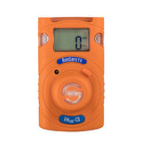 The AimSafety CO Single Gas Monitor PM100-CO, a carbon monoxide detection device, is orange and includes a digital screen that reads "0 PPM." It features three buttons for accurate gas detection and is branded under AimSafety.