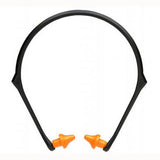 The Pyramex Safety BP3000 Conical Banded Earplugs feature orange earplugs connected to a stylish black headband, providing NRR 22dB noise reduction, showcased on a plain white background.