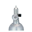 A close-up of the WatchGas Fixed Flow Regulator Stainless Steel 0.5 LPM by WatchGas, featuring a stainless steel pressure gauge, precise fixed flow regulator for accurate gas delivery, and nozzle, set against a white background.