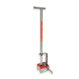 Introducing the Allegro Magnetic Valve Box Lid Lifter 9401-4: A metal lifting tool designed with a long vertical handle and a distinctive red base, ideal for managing large flat surfaces such as utility covers. This product, from the Allegro brand, features a labeled base with an easy-to-use lever mechanism on the side for seamless operation.