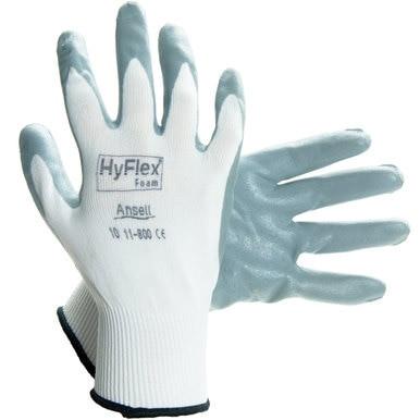 The Ansell HyFlex Foam Nitrile Glove 11-800, available in packs of 12 pairs, is perfect for hand protection. These safety gloves feature a foam nitrile coating and have a smooth textured palm, making them ideal for tasks such as automotive assembly.