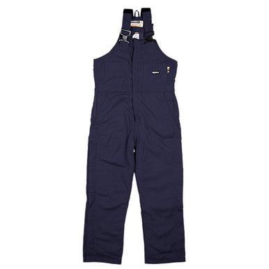 Introducing the Berne FR Deluxe Navy Blue Bib Overalls (FRB05ND), designed by the renowned Berne brand. These flame-resistant overalls boast adjustable shoulder straps, multiple pockets, reinforced knees for durability, and a convenient front zipper closure. Perfectly tailored for heavy-duty or industrial work environments, they meet stringent FR clothing standards.