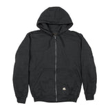 Introducing the Berne 14 oz Black Thermal Lined Hooded Sweatshirt (SZ101BK), a stylish and comfortable addition to your wardrobe. This hoodie features a drawstring hood, ribbed cuffs, and two front pockets. Made from cotton polyester fleece, it also has a small embroidered logo near the hem for added detail.