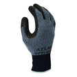 One of the SHOWA ATLAS 341 General Purpose Gloves from a set of 12 pairs, by Showa Best, stands prominently. Designed in blue and black with Grip Technology, these gloves offer a textured surface for an excellent grip and a seamless build featuring black-coated fingers and palms—perfect for industrial or construction tasks.