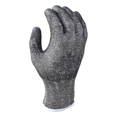 A close-up image of a SHOWA ATLAS 541 Cut Resistant Glove by Showa Best, showcasing its textured polyurethane-coated surface and seamless wrist cuff. The HPPE liner glove is positioned upright as if worn on a hand, set against a plain white background.