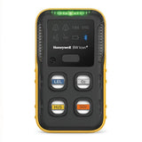 The BW Honeywell Honeywell BW Icon+ Multi-Gas Detector is a stylish black and yellow device that includes buttons for detecting LEL, O₂, H₂S, and SO₂. Its screen showcases icons indicating connectivity and alert status, making it an essential tool for safety.