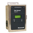 Close-up of a Vulcain Manning EC-FX Ammonia Gas Sensor (100ppm) ECFX-100 in beige metallic casing with a black front panel. The display shows "ECFX NH3 0 PPM." Two buttons, "Accept" and "Scroll," offer easy operation. Designed for workplace injury prevention, it includes a three-year warranty.