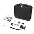 A BW Honeywell LP-1200 Piston Hand Pump calibration kit, which includes a black zippered carrying case, a white manual pump with a strap, multiple black attachments for gas detection tubes, and an instruction booklet.