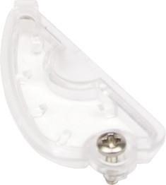 Close-up of a transparent, curved plastic component featuring multiple small holes and a metal screw near one end. This piece is likely the BW Micro 5 Sample Pump In-Line Filter M5-AF-K3 replacement part for Gas Monitor Parts by BW Honeywell.