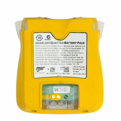 The BW Honeywell Quattro Lithium Polymer Battery Pack from BW Honeywell comes in a yellow design with a label displaying text, a QR code, and safety symbols. Its design also includes a transparent section at the base that allows you to see the internal components.