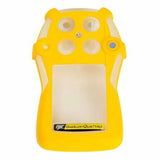 The BW Honeywell Quattro Replacement Front Enclosure QT-FC1, a bright yellow device, features four circular sensors and a central screen with buttons below. The label "GasAlertQuattro" is positioned at the bottom, ensuring reliable safety monitoring.