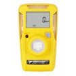 The BW Clip Real Time CO Detector by BW Technologies features a yellow design, digital display showing "CO" and "0 ppm," with a central circular sensor and labeled buttons below. This maintenance-free device ensures safety without hassle.
