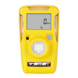The BW Clip Real Time 2 Year O2 Detector (BWC2R-X) by BW Technologies, Honeywell, measures oxygen levels between 19.5-23.5% vol in real-time with a digital display reading "0 ppm" and an "O₂" label for safety. It has buttons and indicators designed for a single gas detection mode.