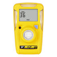The PK Safety Supply BW Clip 3 Year H2S 10-15 Single Gas Detector BWC3-H, maintenance-free and efficient in yellow, displays "36 MM" for hydrogen sulfide on its screen. It features a round center sensor and is labeled "Clip" at the bottom, guaranteeing reliable gas detection.