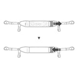 A two-step illustration of the Petzl VOLT International Version Work Seat C072EB00 shows a strap with zippered pouch: the top image features an arrow indicating to close the zipper, and the bottom shows the pouch fully zipped closed.