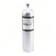 The BW Honeywell 100 ppm Isobutylene Calibration Gas CG2-IB-100-34AL by BW Technologies stands upright against a white background. This silver cylinder with a black and white label provides essential calibration gas for accurate readings in gas detection systems.