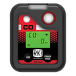 The RKI Instruments CO-04 Series CO Single Gas Monitor 73-0065 displays "CO 0 ppm," features a heart icon, "AIR" and "POWER MODE" buttons, and is ideal as a personal toxic gas detector.