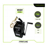 The Frontline Fall Protection MEGApod 60' Confined Space Winch with galvanized cable and metal hook is ANSI Z359.4-2013 & OSHA 1926/1910 compliant, weighs 39 lbs, and is ideal for confined space use.