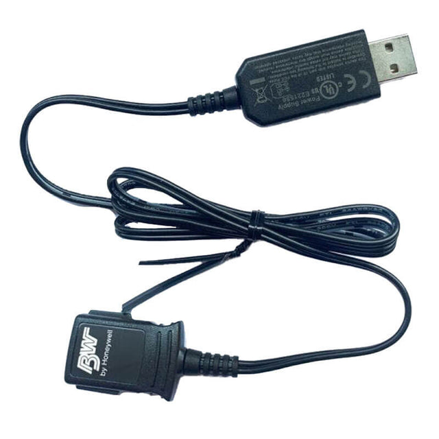 The BW USB Charger Cable for ICON/ICON+/Flex CP-USB by BW Technologies by Honeywell features a USB-A connector and a proprietary end, ideal for charging ICON and ICON+ gas detectors.