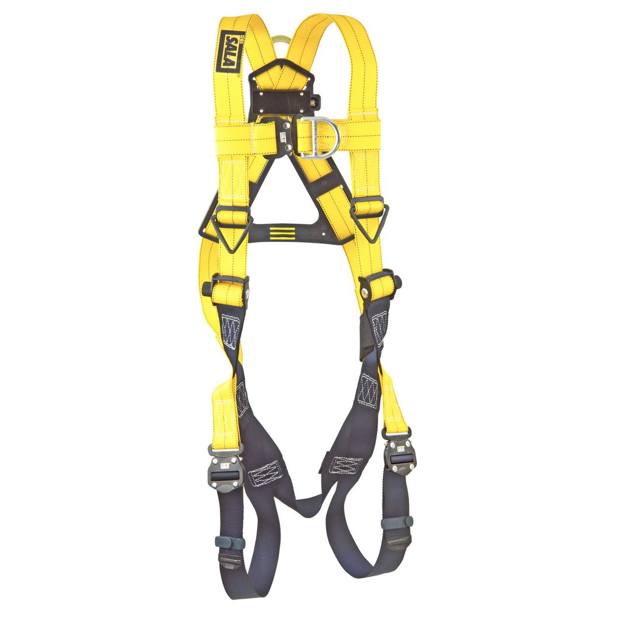 The 3M DBI-SALA Delta Vest Positioning Safety Harness, from the 3M DBI-SALA Fall Protection brand, includes corrosion-resistant hardware, adjustable straps, metal buckles, and a central D-ring for secure attachment. Its yellow and black design makes it ideal for construction or climbing use with a strong focus on both durability and security.