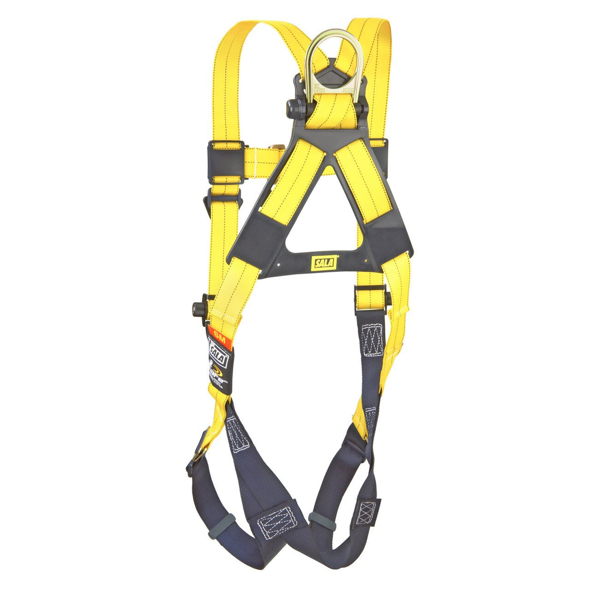 The 3M DBI-SALA Delta Vest-Style Harness, Pass-Through from the 3M DBI-SALA Fall Protection brand features a distinctive yellow and black safety design with adjustable straps and metal rings. Its no-tangle construction makes it ideal for construction or industrial environments, and it comes equipped with corrosion-resistant hardware to ensure trustworthy fall protection.