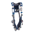 The 3M DBI-SALA ExoFit STRATA Vest Positioning Harness, Duo-Lok, in blue and gray by 3M DBI-SALA Fall Protection provides fall protection with adjustable straps and buckles. It is equipped with comfortable padding and multiple attachment points, making it perfect for construction or climbing activities.