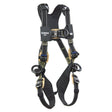 The DBI-SALA ExoFit NEX Comfort AF Climbing/Positioning Harness by 3M DBI-SALA Fall Protection is a black and gray harness with multiple adjustable straps and metal buckles. It features comfort padding and prominently displays the brand name on a chest pad.