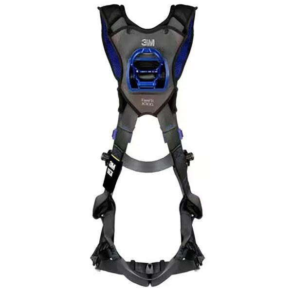 The 3M DBI-SALA ExoFit X300 X-Style Vest Safety Harness is designed for working at height, featuring fall protection with adjustable straps, secure buckles, and durable back support. The 3M logo is prominently displayed on the chest.