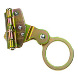 The Frontline Self-Tracking Rope Grab for 5/8" rope by Frontline Fall Production features a sturdy, metallic gold-colored hinged design with a single locking ring and gear-like edge, shown against a white background.