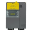 A close-up of the Honeywell E3Point Network Single Gas Monitor 1309A004 by Honeywell Analytics showcases a small digital display and function buttons. The top is adorned with a yellow label that reads "Remove Label and Install Sensor" in both English and French, allowing it to integrate seamlessly into your Building Automation System.