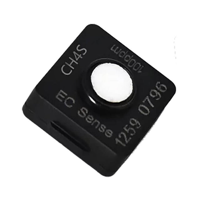 The WatchGas SST1 Replacement CH4S Sensor SST-MM-RPL by WatchGas is a compact black sensor labeled "EC Sense," "1259 0796," and "100ppm" with a central white circle, designed for Methanethiol (CH4S) gas detection.
