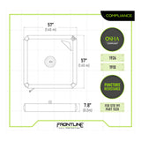 Technical diagram of the Frontline EcoAnchor Counterweight Fall Arrest Anchor System by Frontline Fall Protection, featuring a 57-inch square safety mat (4.75 ft/1.45m sides, 7.8 in thick), OSHA 1926/1910 compliant and puncture resistant.