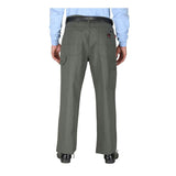 A person in a light blue shirt and dark belt is shown from the back wearing the ForgeFR Carpenter Pants Green Duck, which feature convenient pockets and a relaxed fit for comfort and ease of movement. They are standing on a white background, complementing their look with black shoes.