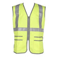 The ForgeFR Hi-Vis Vest MFRHVV-020 is manufactured with FRDURATEX FR fabric and features gray reflective stripes and trim, a zipper front, and two spacious horizontal pockets on each side.