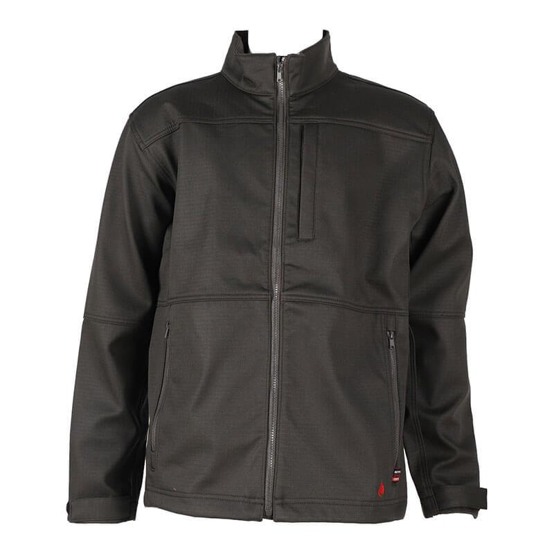 Explore the lightweight comfort of the ForgeFR Men's FR Ripstop Jacket MFRTJO10038 in dark green. This jacket boasts a full front zipper and a high collar, along with zippered chest and side pockets. Its straightforward, structured design complies with NFPA 2112 safety standards, making it ideal for both casual and outdoor wear.