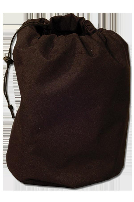 Introducing the French Creek Drawstring Carry Bag 208 by French Creek Production—a sleek black pouch crafted with a slightly textured fabric, perfect for storing safety tools. Its secure cord closure at the top makes it an ideal accessory for keeping your essential safety equipment handy while on the move.