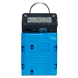 The GfG G222E Micro 5 CO Single Gas Detector by GfG is an ATEX-approved handheld electronic device with a black top housing an LCD screen and control buttons, and a blue bottom section featuring arrow symbols and “GIG” embossed on it. It is ideal for use as a CO single gas detector in confined space environments.