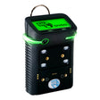 The GfG MSHA G450 4 Gas Detector (Rechargeable) G450M-11420 by GfG is a black device featuring a green display screen with indicator lights, buttons, and a metal clip at the top. The screen displays text and the logo. This MSHA-approved gas detector is ideal for confined space detection, ensuring reliable safety monitoring in challenging environments.