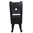 The BW Hard Hat Clip GA-HC-1 by PK Safety Supply is a black, flat tool that includes a rectangular top with a circular hole and horizontal slot. It features two prongs at the bottom and has a textured surface, designed as a hands-free accessory for secure functionality.