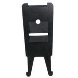 The BW Hard Hat Clip GA-HC-1 by PK Safety Supply is a black, flat tool that includes a rectangular top with a circular hole and horizontal slot. It features two prongs at the bottom and has a textured surface, designed as a hands-free accessory for secure functionality.