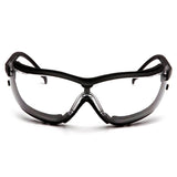 Pyramex V2G Goggles GB18_0ST by Pyramex Safety feature clear, wraparound anti-fog lenses, a black frame, and sturdy side arms for reliable eye protection in industrial or laboratory settings. Sold 12 per box.