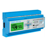 The GfG GMA200 Series Fixed Controller 200MT- is a sophisticated blue electronic gas transmitter featuring a digital display and buttons, crafted for accurate gas detection. It adheres to ATEX Directive 94/9/EC and displays the GfG branding logos along with several indicators on its front panel.