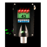 The GfG EC28 CO Fixed Transmitter 2811-707-00_, an ATEX-certified device by GfG, incorporates smart sensor technology. Its digital display reads 43 ppm on a green screen, and it includes buttons such as "TEST," "ZERO," and others. Additionally, it is equipped with red indicator lights for straightforward monitoring and effective performance.