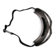The Pyramex Capstone Anti-Fog Safety Goggles GG504T by Pyramex Safety provide impact protection and pair well with a transparent plastic face shield with an adjustable black strap for enhanced personal protective coverage.